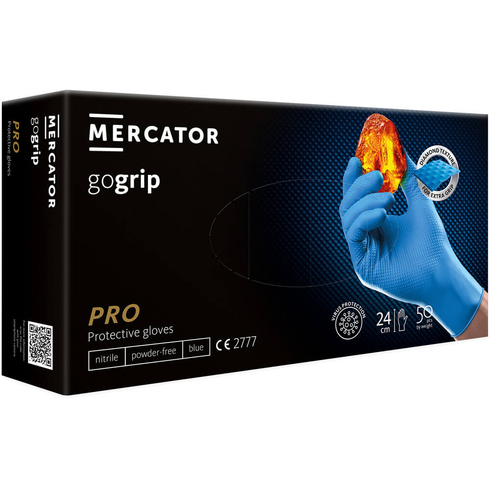 Jednokratne rukavice MERCATOR GOGRIP PRO plave bez pudera